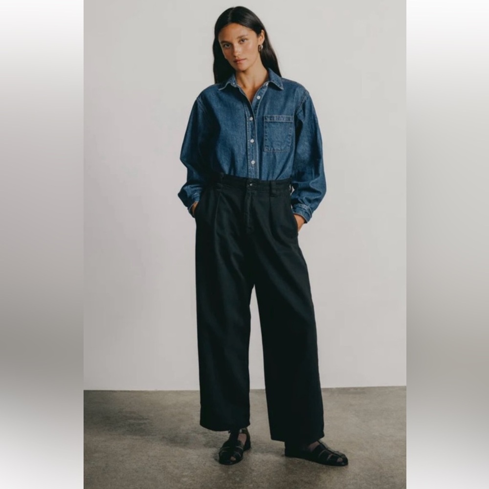 OZMA Field Pant Tencel Bull Denim Ink Black Size Large